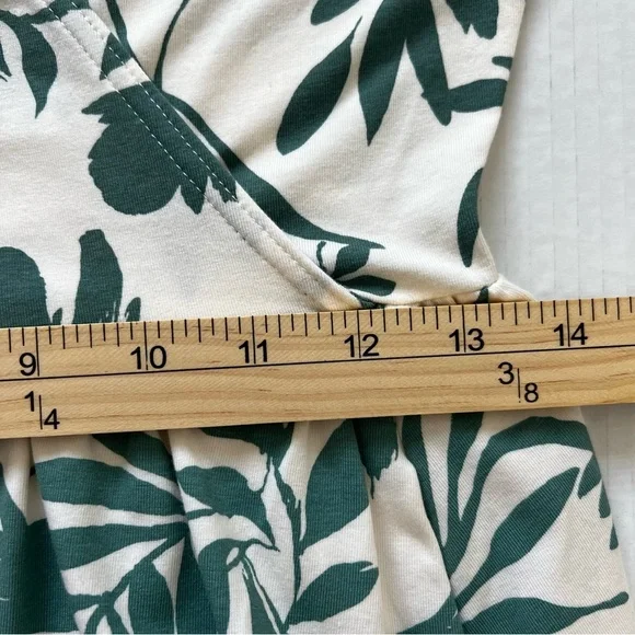 Pact NWOT Organic Cotton Fit & Flare Crossover Tropical Palm Summer Dress Small - Picture 14 of 16